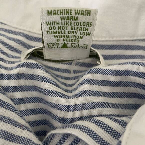 Orvis Women Top 6 Blue‎ White Stripe Cotton Long Sleeve Button Up Preppy Coastal - Picture 8 of 10